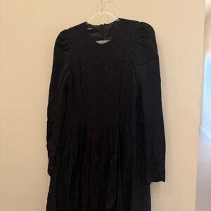 Floor Length Black Long Sleeve Evening Gown
